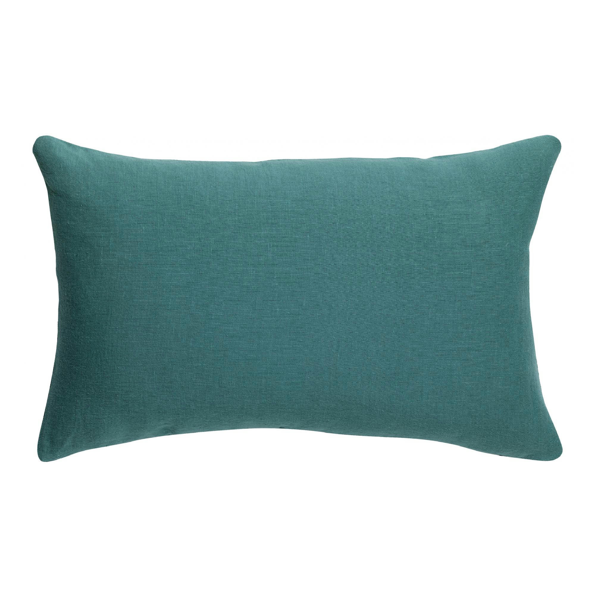 ZEFF - Coussin uni  en lin prusse 40 x 65