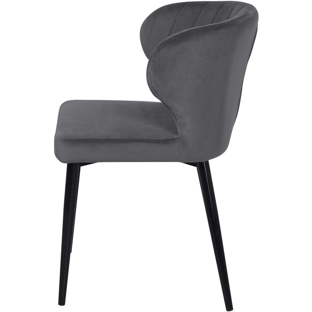 HERMAN - Chaise assise velours gris pieds métal noir - Lot de 2