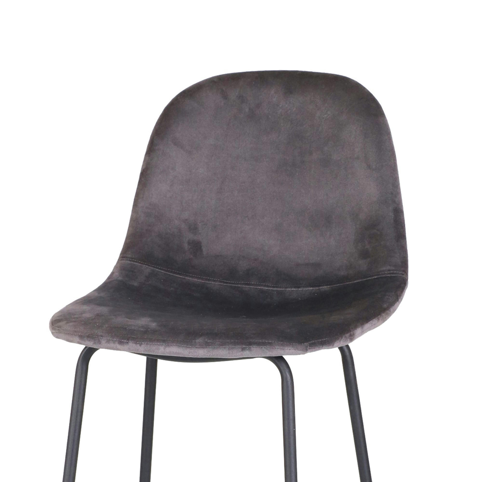 - Tabouret de bar métal noir et assise velours gris - 47x43x105cm