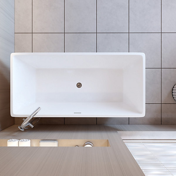 Baignoire îlot design en acrylique - 250L - 150 x 72 x 56cm - Confort ergonomique et élégance moderne - avec Bonde et trop plein