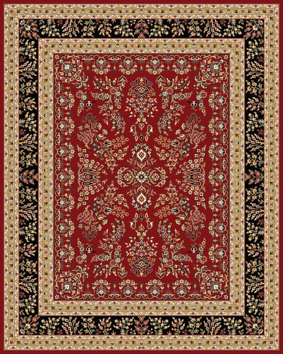 SAFAVIEH Area Rug 9x12 - Lyndhurst Collection - Large - Red & Black, Traditional Oriental Design, Non-Shedding & Easy to Clean, Ideal for Living Room, Bedroom, Dining Space (LNH331B)