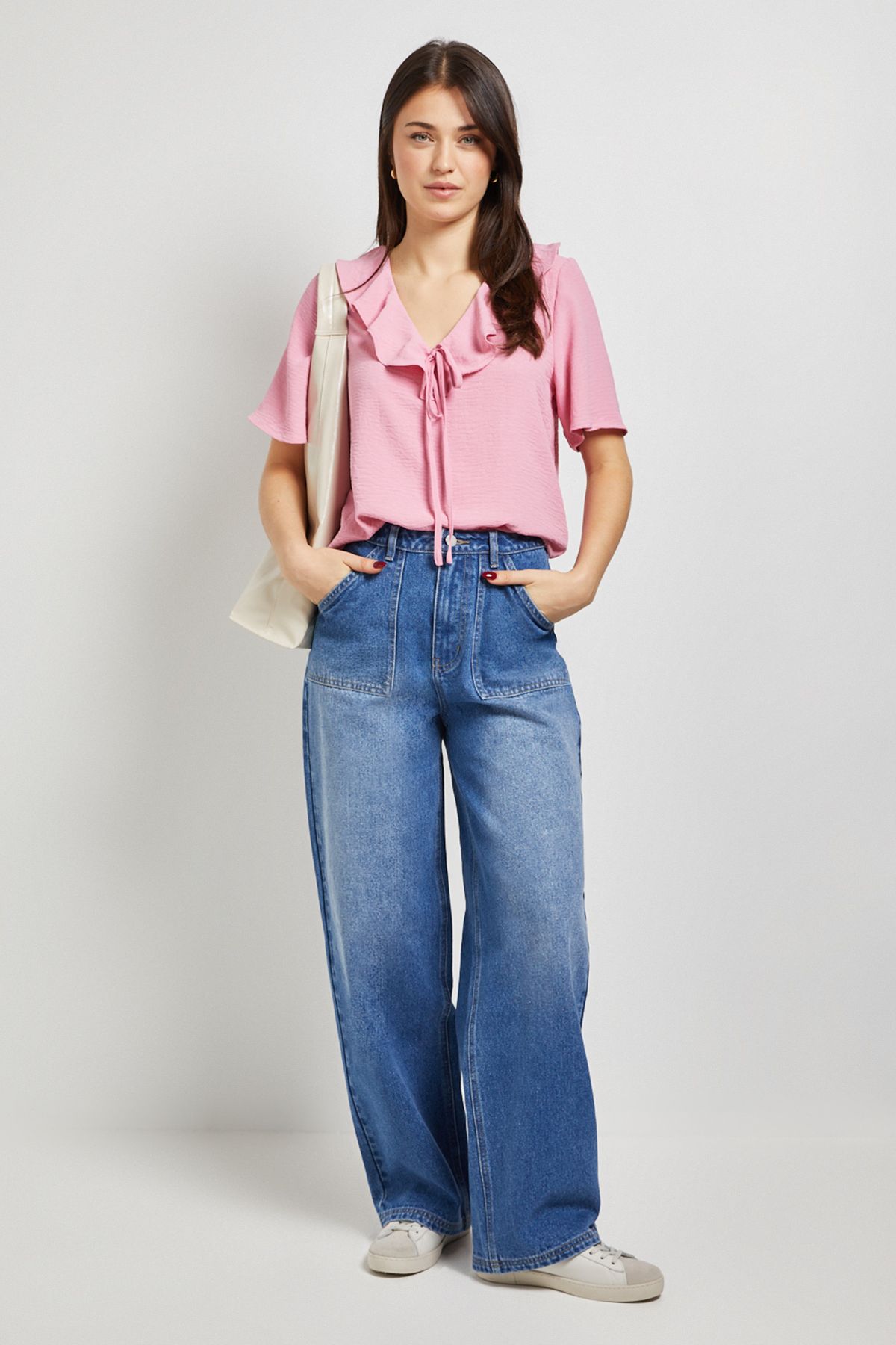 Dorothy Perkins Ruffle Neck Angel Sleeve Top