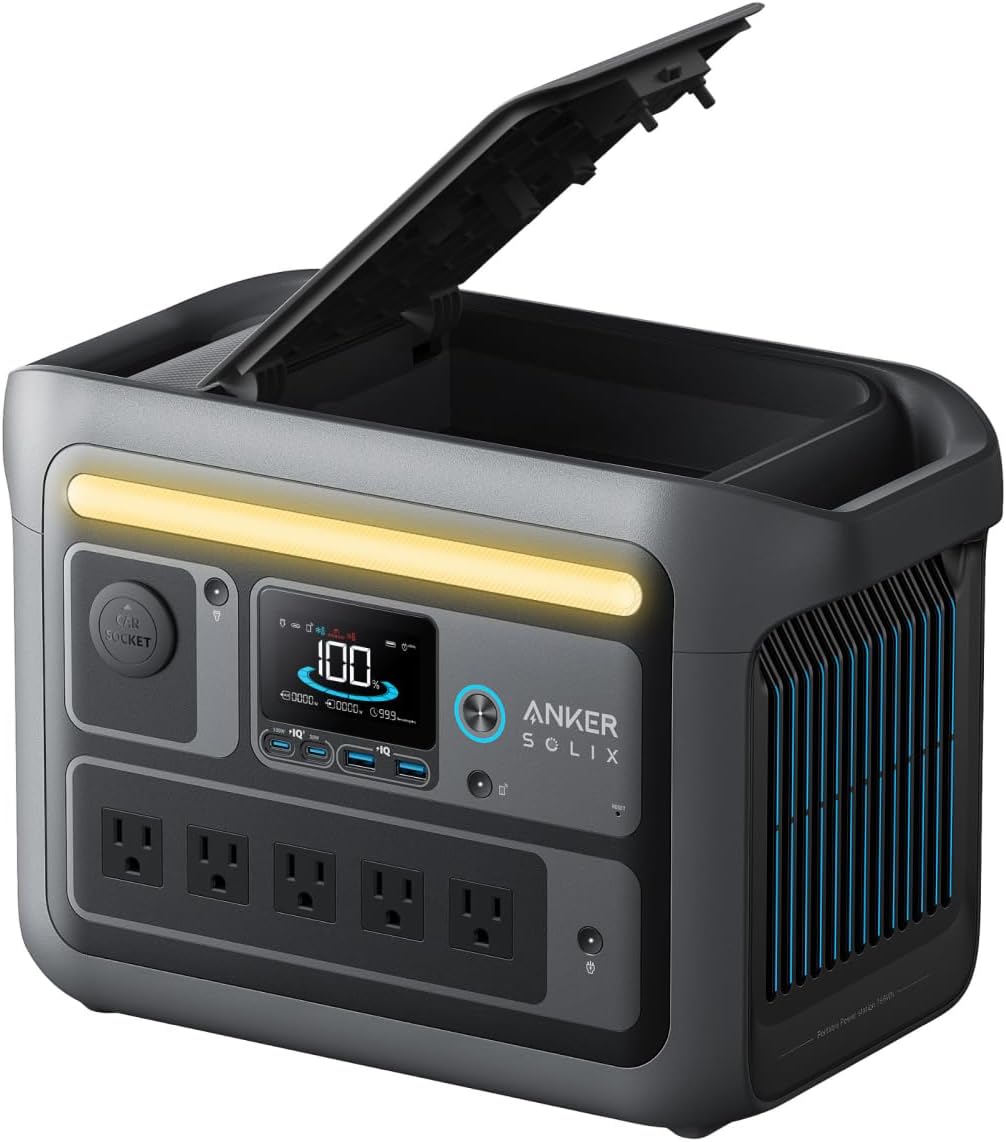 Anker SOLIX C800 Portable Power Station  1200W (Peak 1600W) Solar Generator  Full Charge in 58 Min  768Wh LiFePO4 Battery for Outdoor Camping  RVs  Road Trip  and Power Outages (Optional Solar Panel)