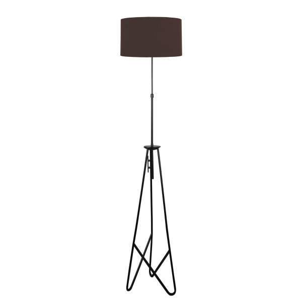 Lampa podłogowa FLOAT czarna 1x60w e27 abażur timber ciemny