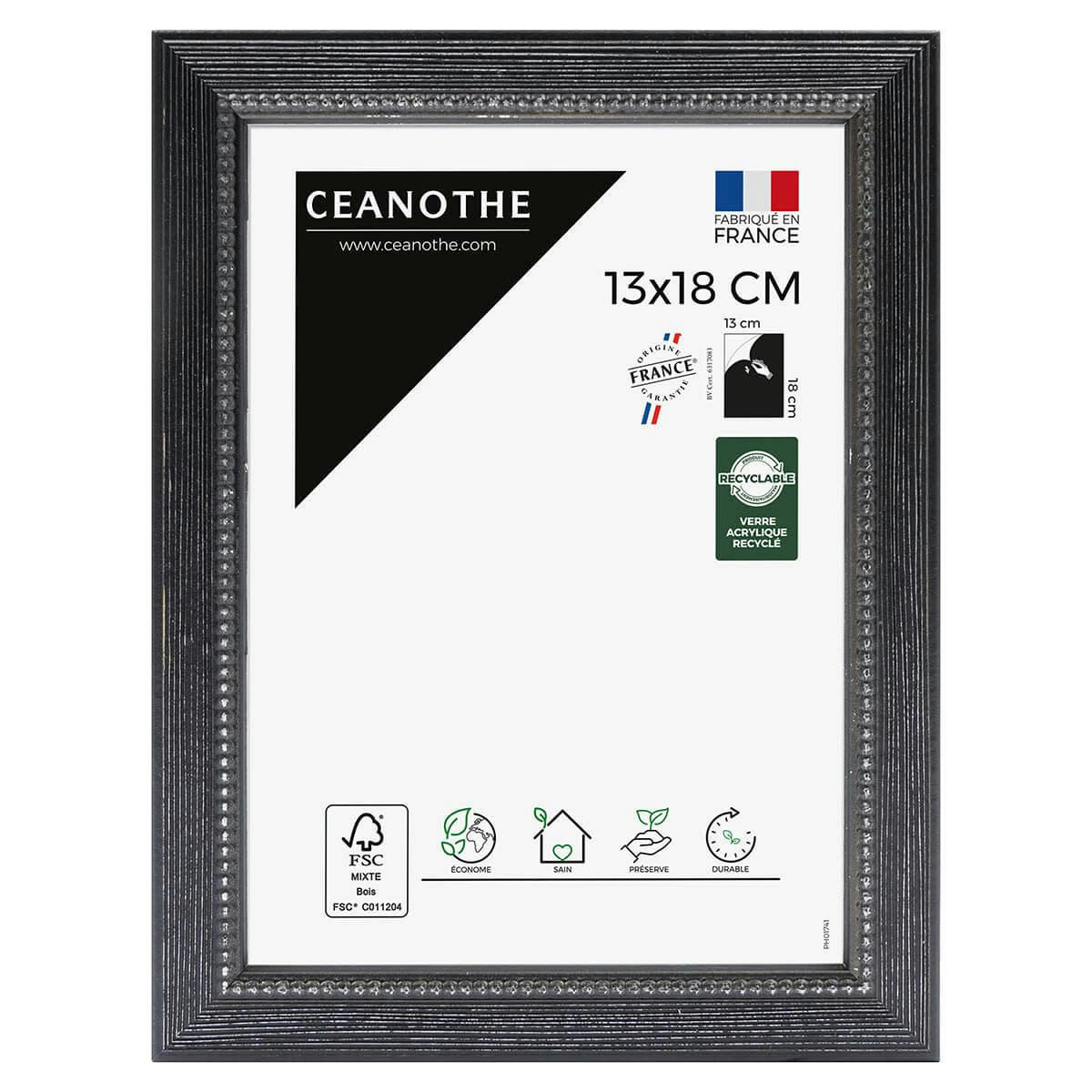 PERLE - Cadre photo Perle noir 13x18 cm