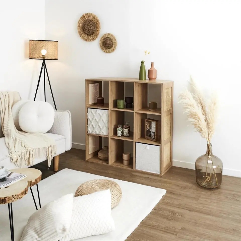 MISOU Wandkast 9 Vakken Bali - Bruin