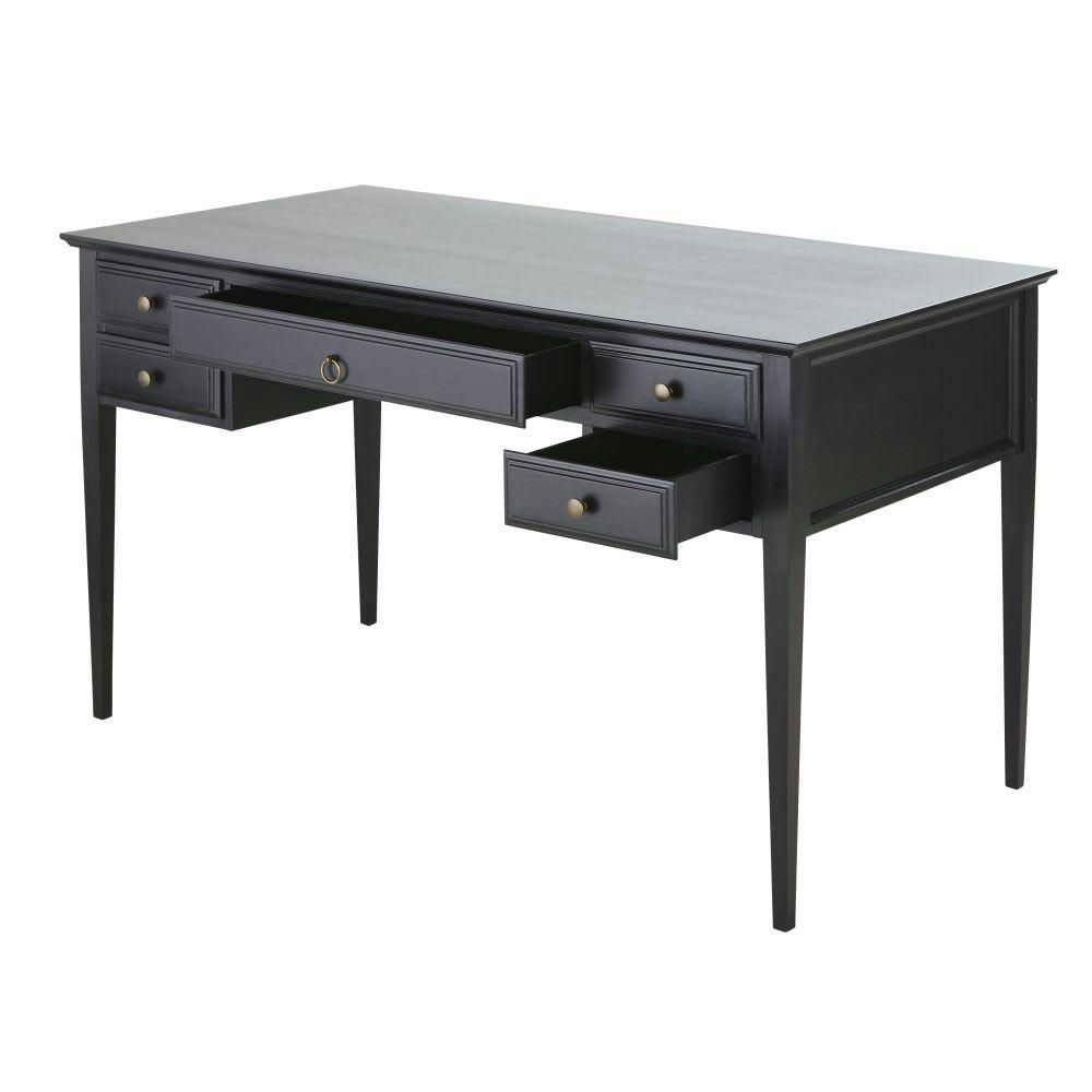 Cambronne - Bureau 5 tiroirs noir mat
