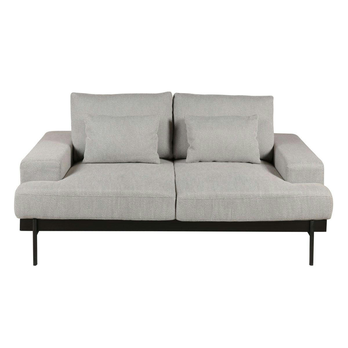 YOKO - Canapé 2 places tissu gris design et pieds métal noir mat