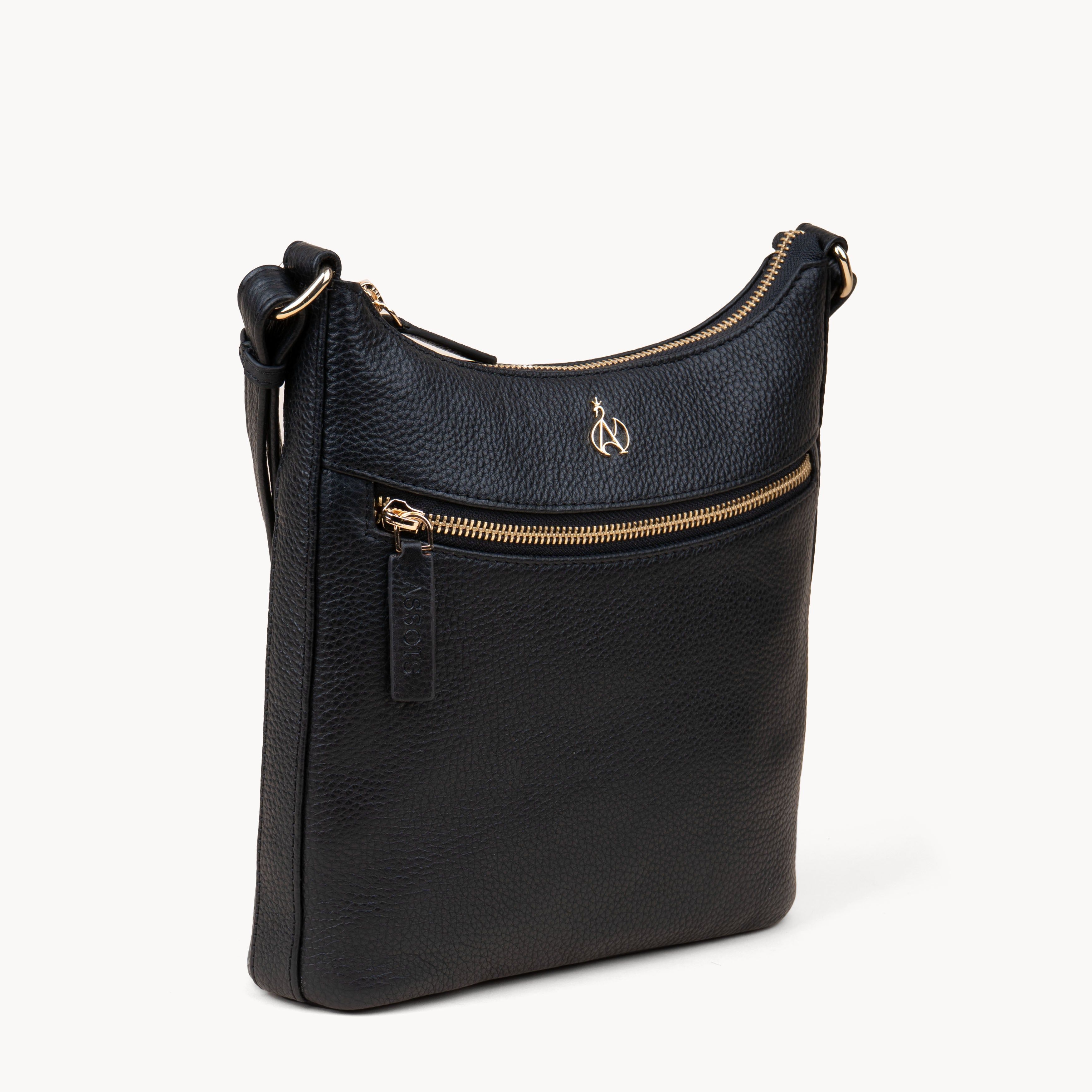 Assots London SALLY' Pebble Grain Real Leather Crossbody Bag