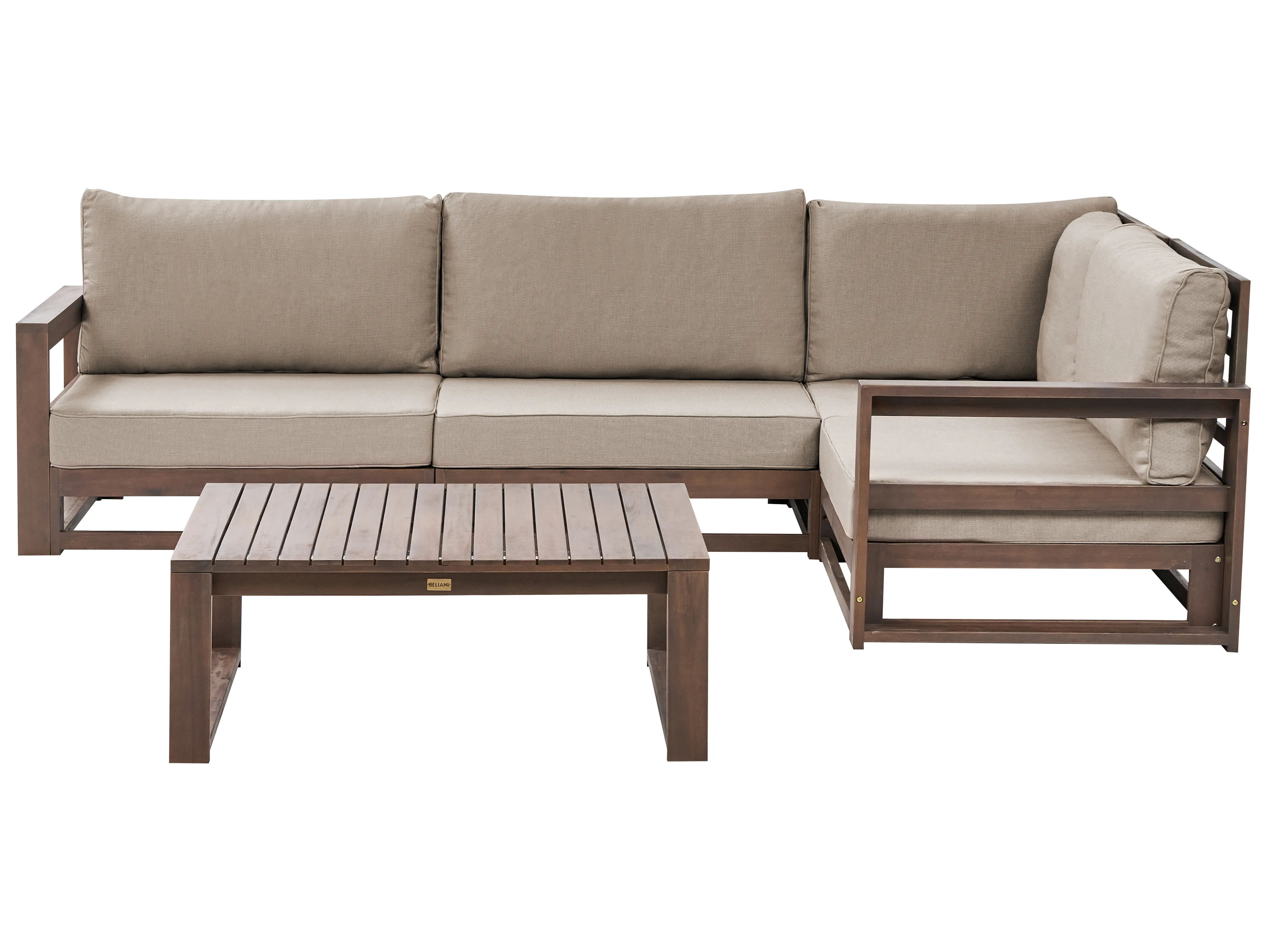 Garden Corner Sofa with Table 4 Seater TIMOR Left Hand Modular Certified Acacia Wood Dark Brown