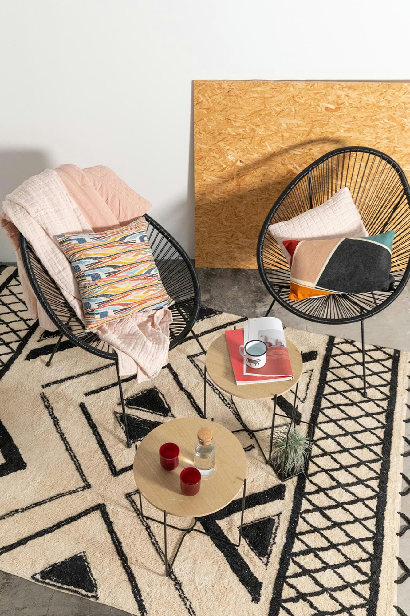 MIHA - Plaid  en coton aubepine 120 x 180