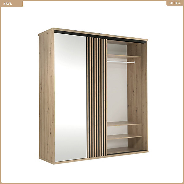 Grande armoire avec miroir - L.199 x H.216 x P.60 cm - KAVI