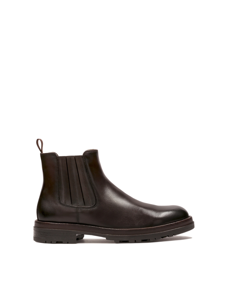 Brown men's natural leather Chelsea boots
