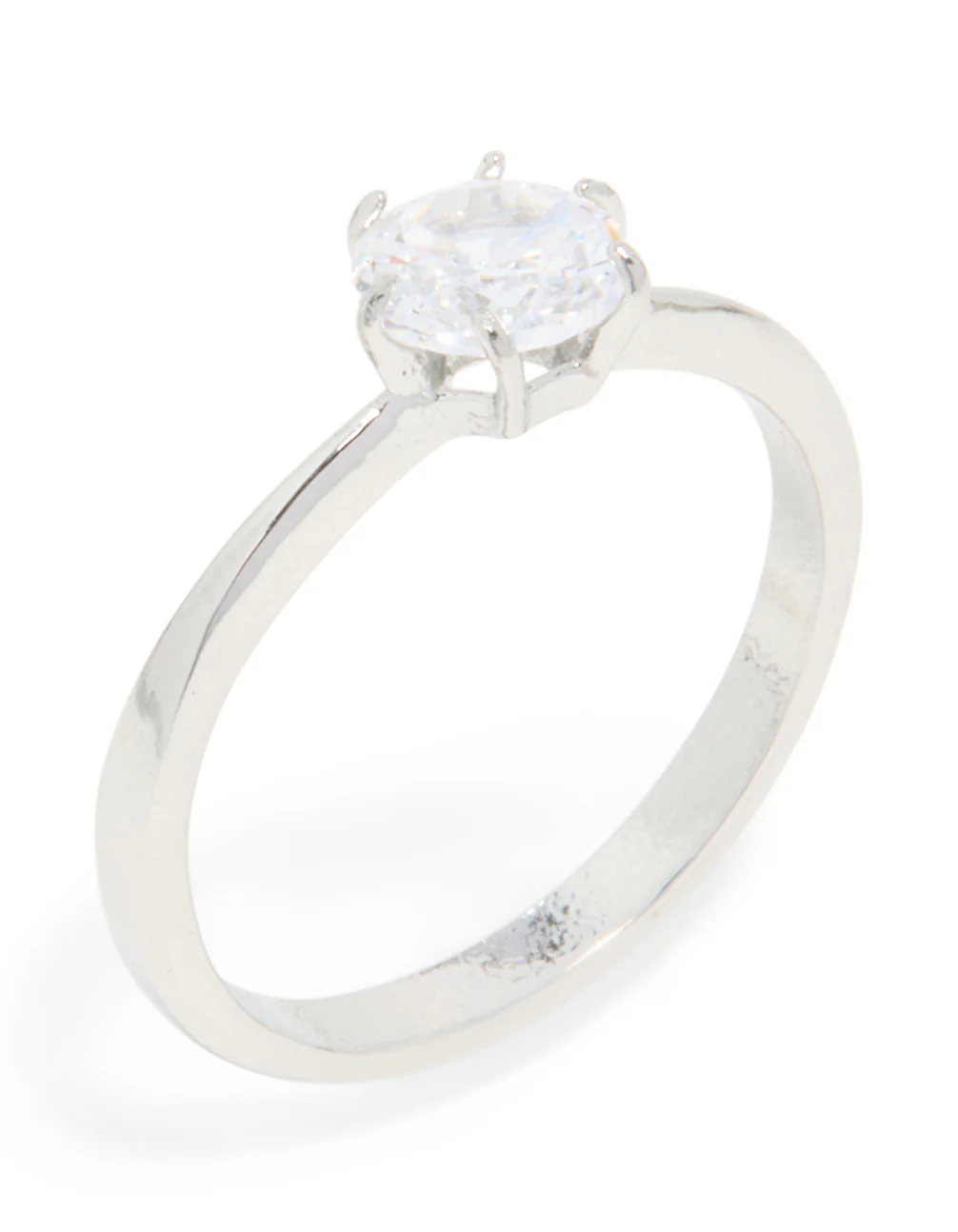 Waterproof Stainless Steel Diamante Solitaire Band Ring