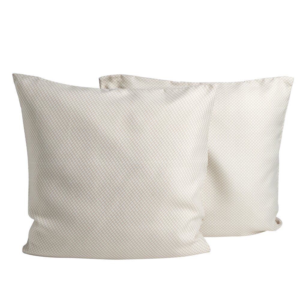 Taie d'oreiller carrée beige blanc imprimé croix X2