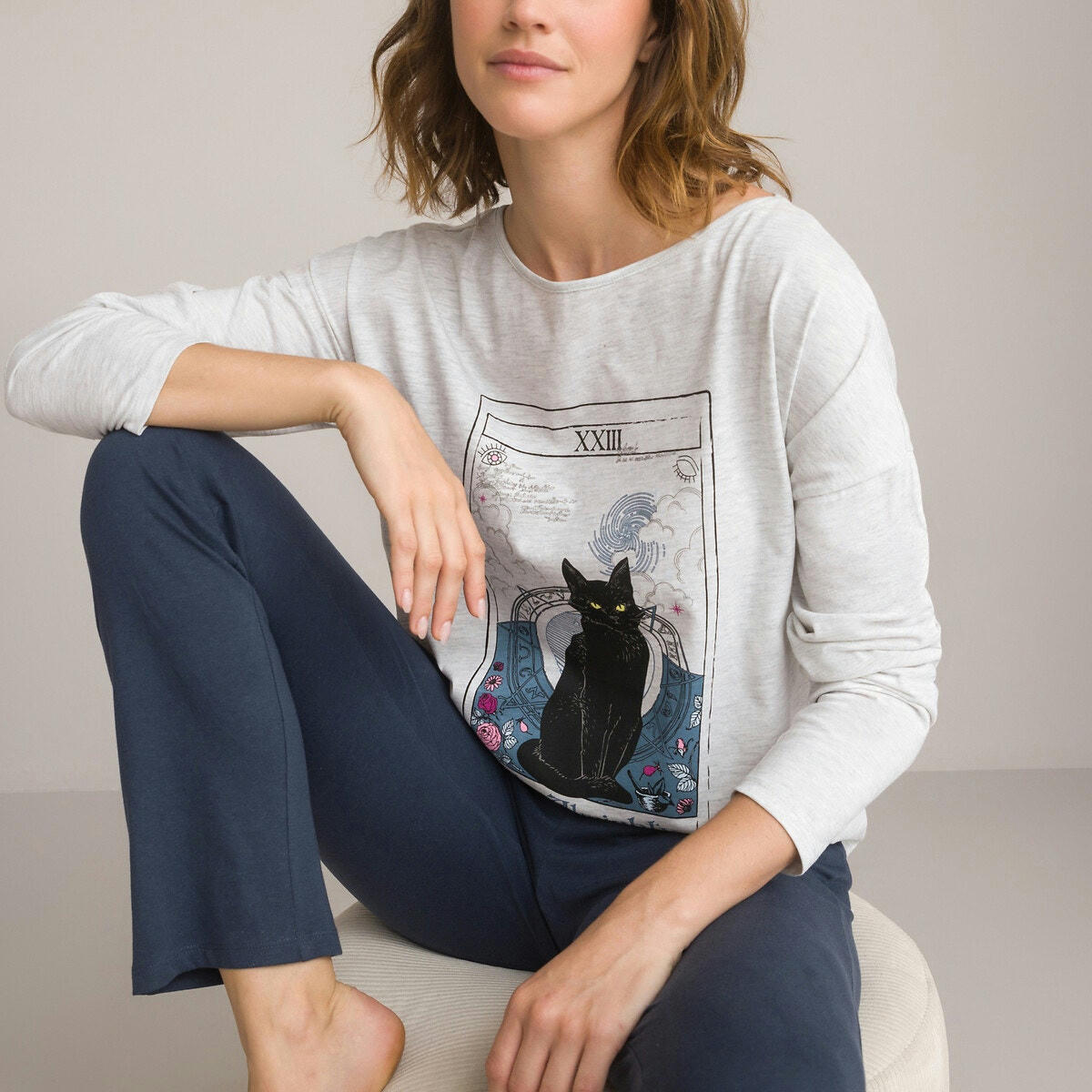 Pyjama manches longues imprimé chat