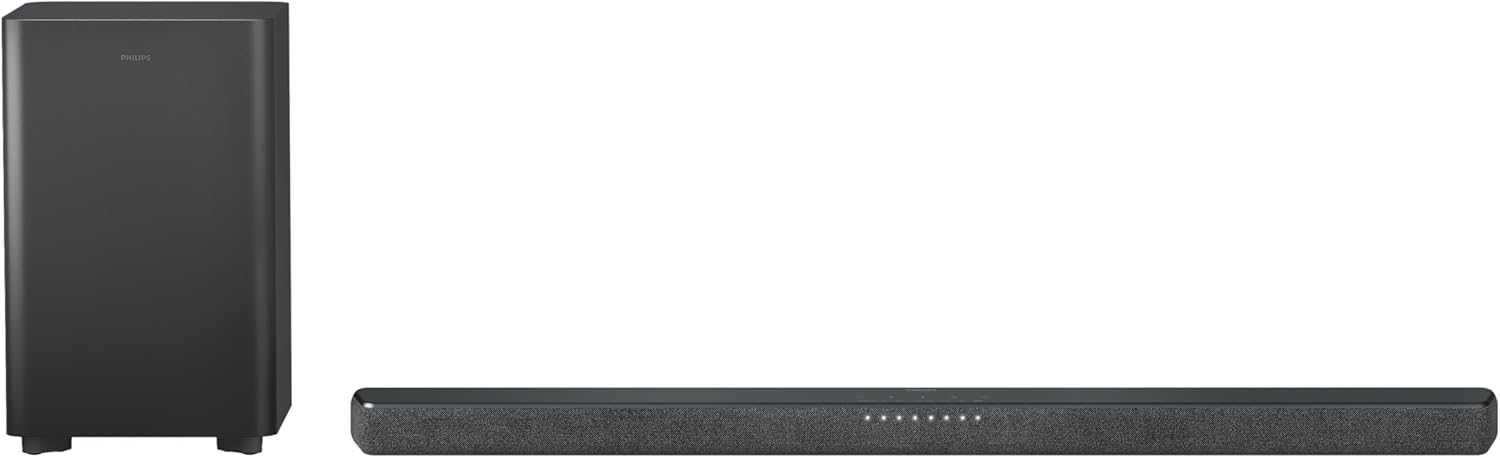 Philips TAB6200 2.1 Channel Soundbar with Wireless Subwoofer - Bluetooth  HDMI eARC  Dolby Atmos  DTS Virtual:X  240W Max Power  Black