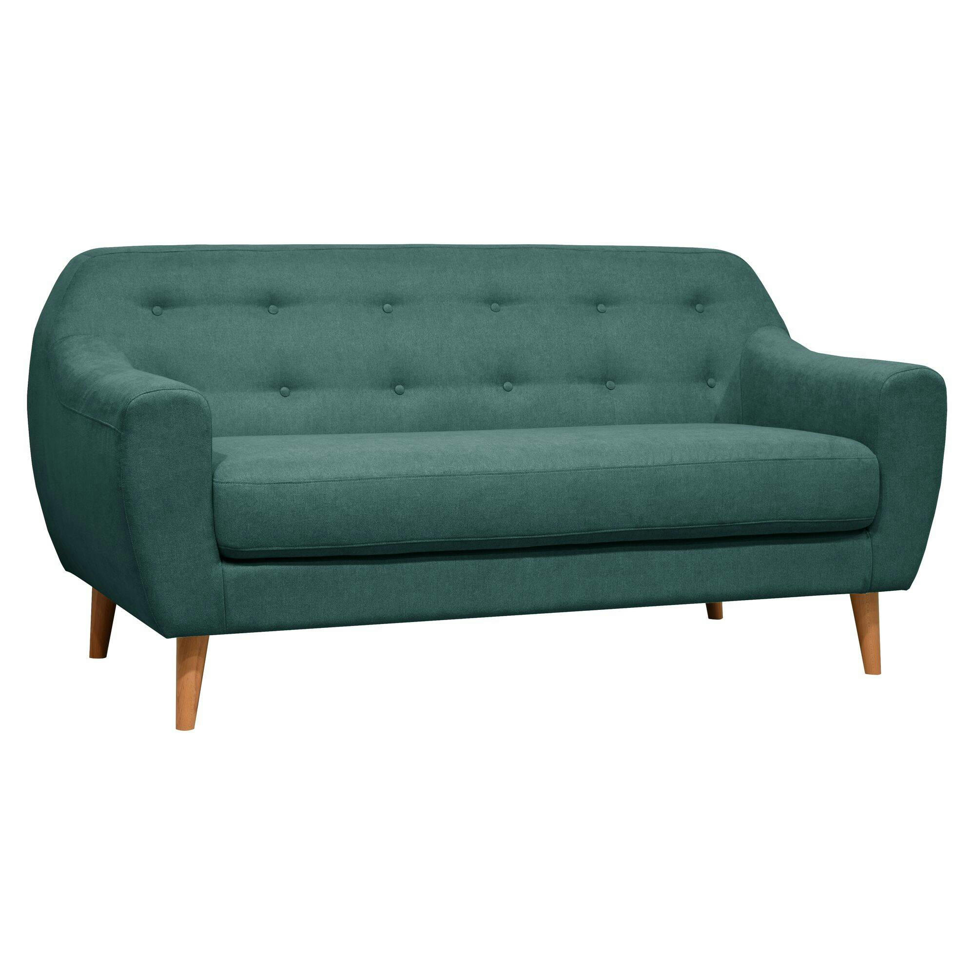 AGATHE - Canapé fixe en tissu 2 places turquoise