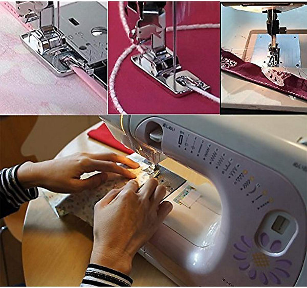 BASHLWUA 3 pcs Ensemble de pied presseur pour machine à coudre à l'ourlet laminé étroit Convient aux machines à coudre multifoncti