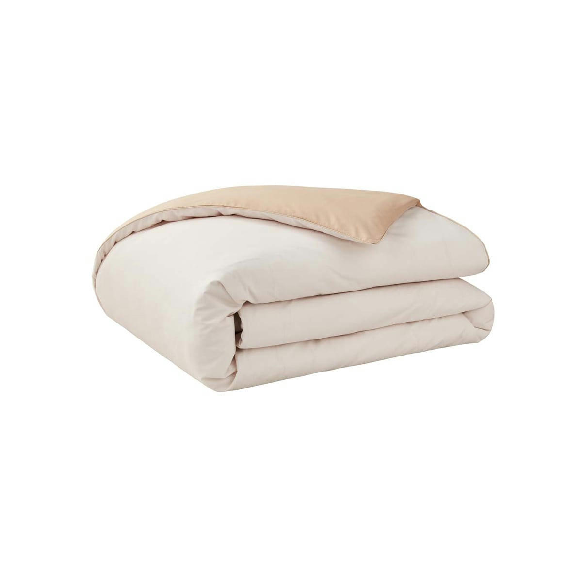 BONS JOURS - Housse de couette bicolore en coton beige 260x240