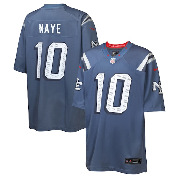 Drake Maye New England Patriots Nike Youth 2025 Rivalries Collection Game Jersey - Storm Blue