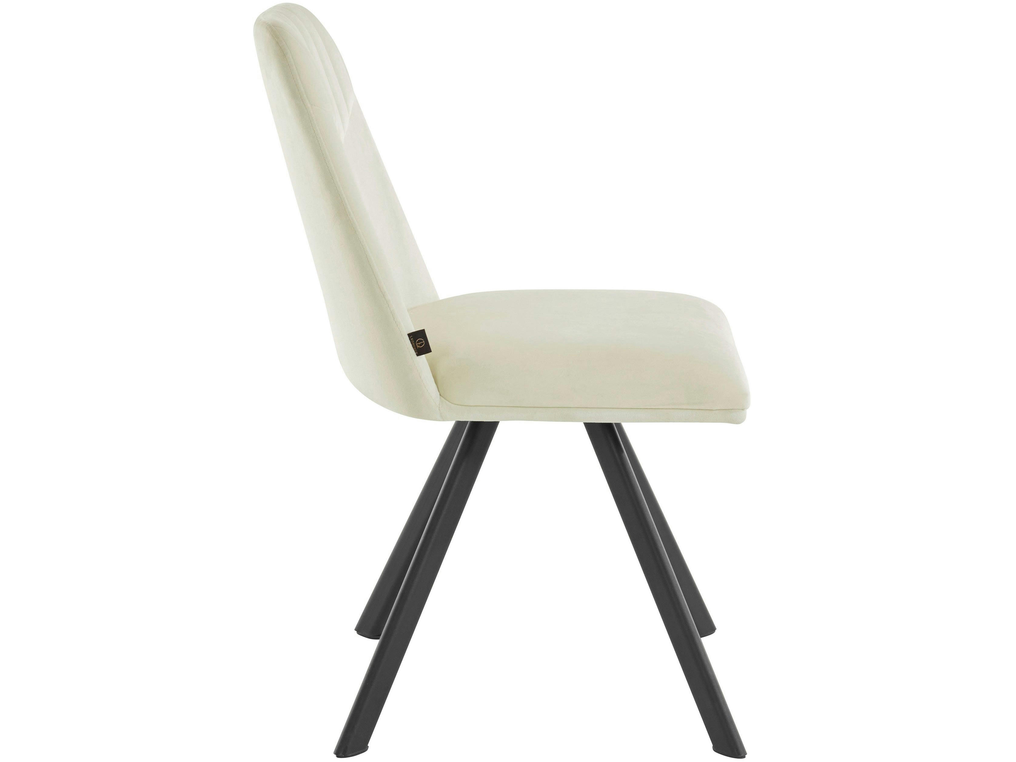 BELLA - Lot de 2 chaises de salle à manger rembourrées en velours blanc crème