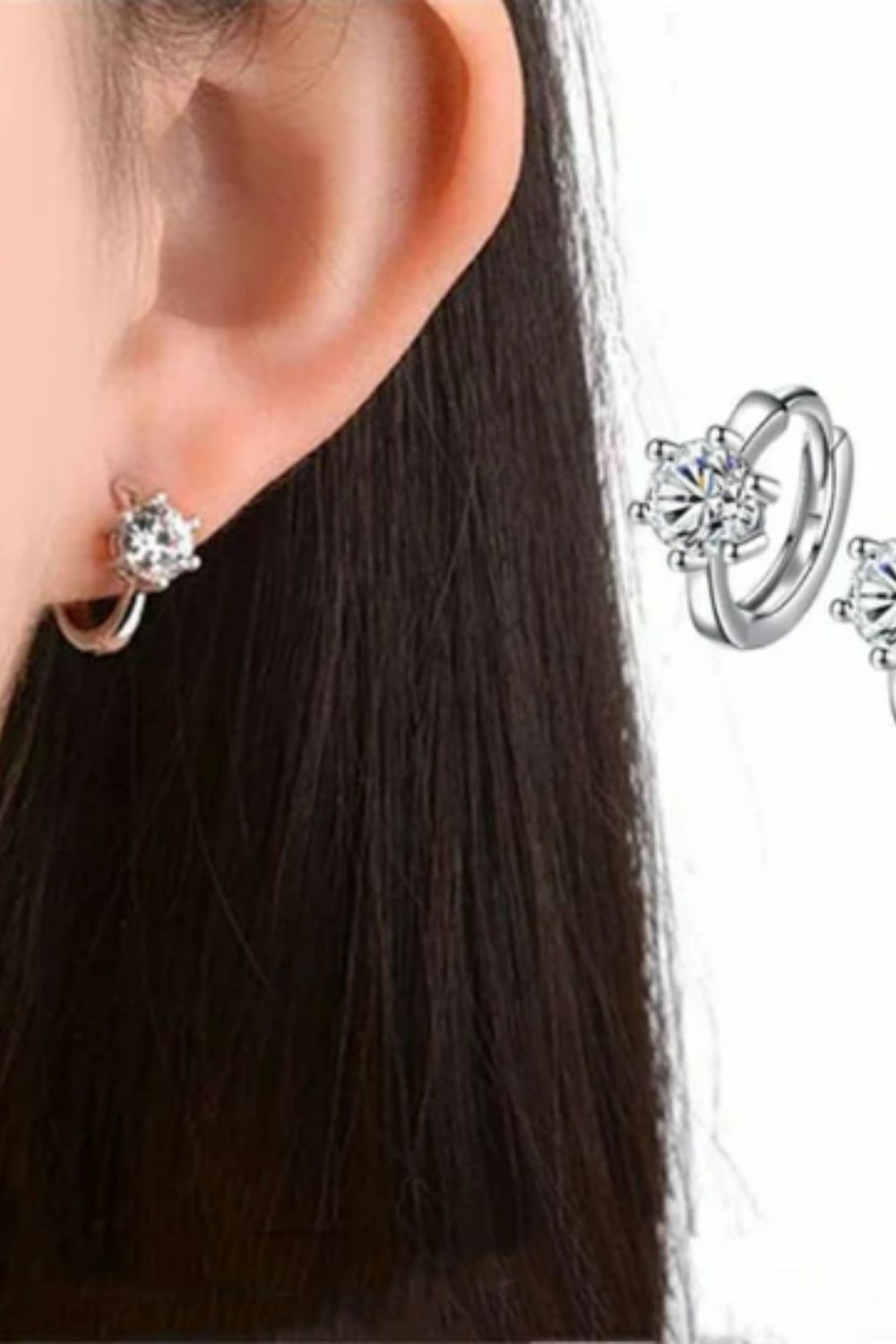 The Colourful Aura Sterling Silver Circle Zircon Stud Hoop Earrings