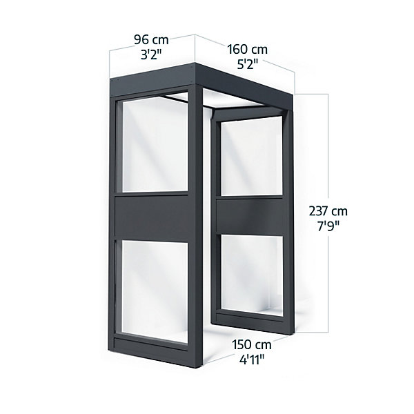 Marquise de porte 2 parois gris opale blanc Canopia Sophia 160 x 95 cm