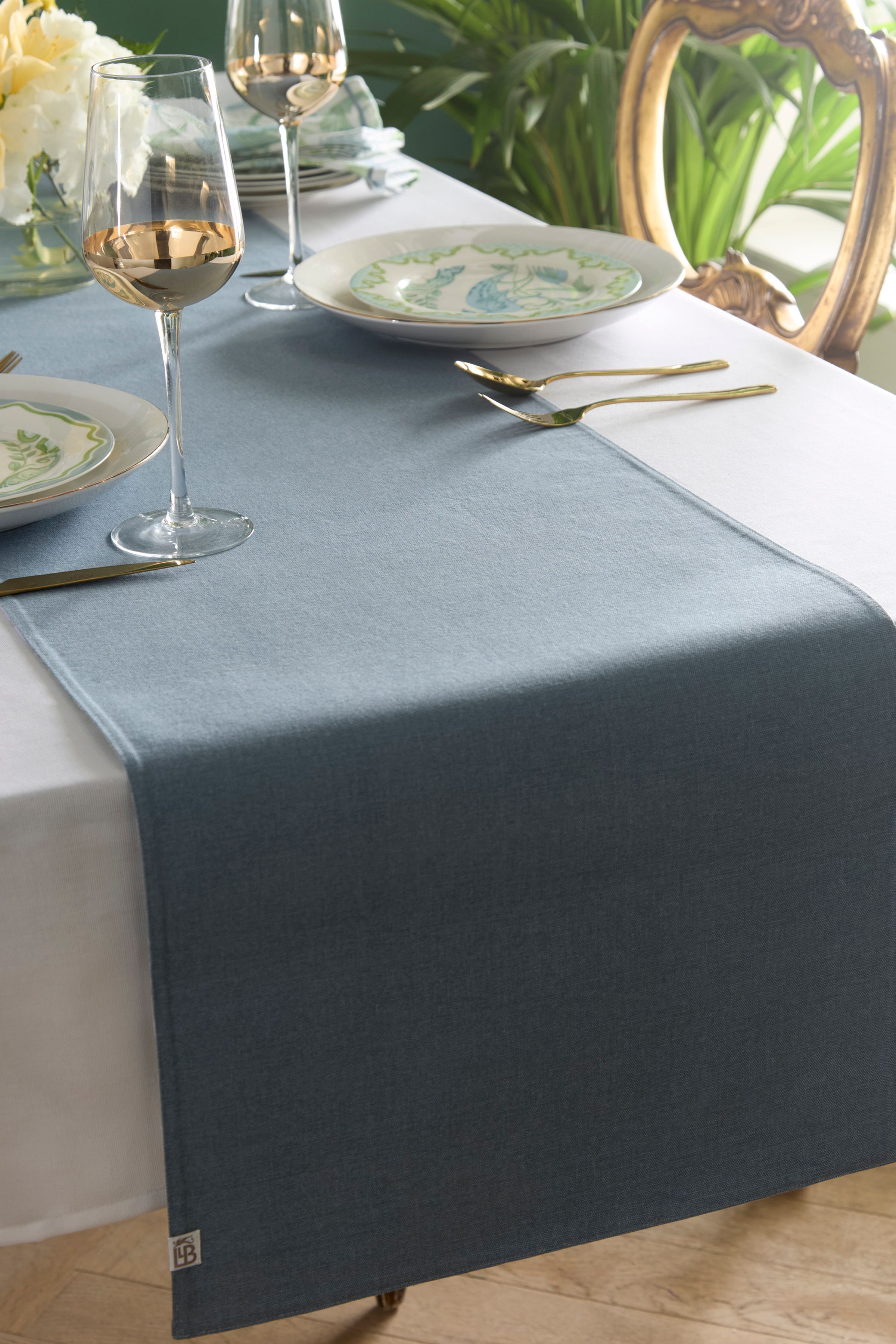 Laurence Llewelyn-Bowen Palm Court' Peacock & Oranate Print 100% Cotton Table Runner