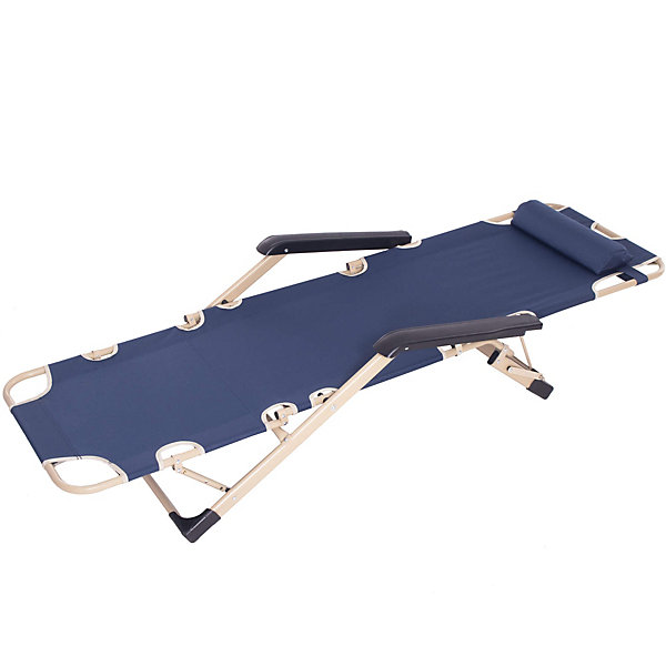 Chaise longue de jardin avec coussin d'assise et appui-tête