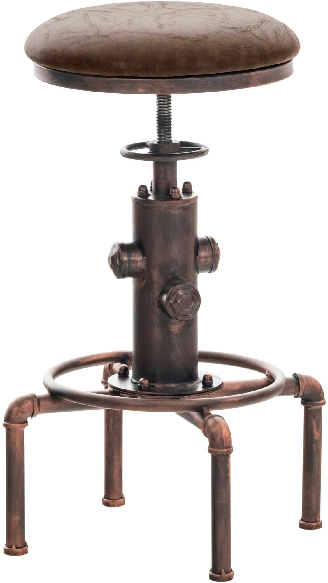 LUMOS - Tabouret de bar industriel réglable en similicuir vintage Marron