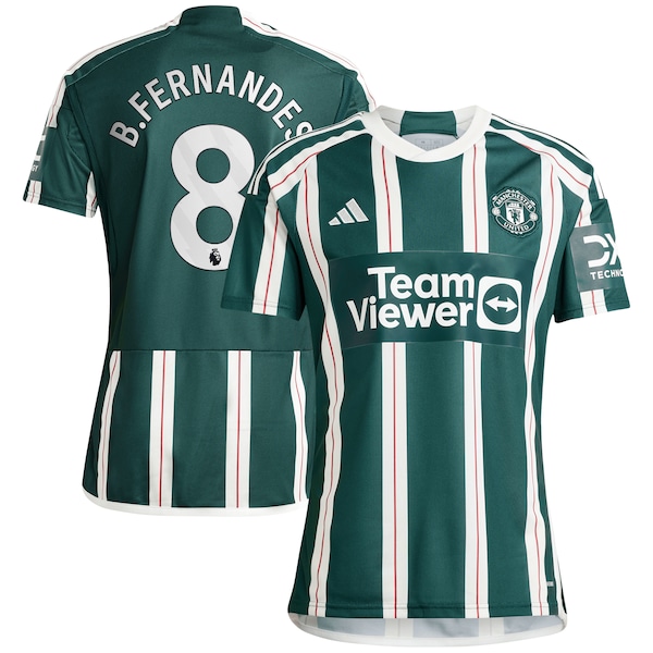 Bruno Fernandes Manchester United adidas 2023/24 Away Replica Player Jersey - Green/Red