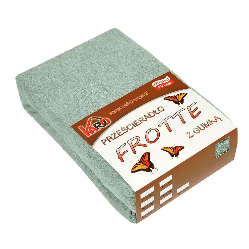 Prześcieradło frotte z gumką 160x200 oliwkowe 013 KARO