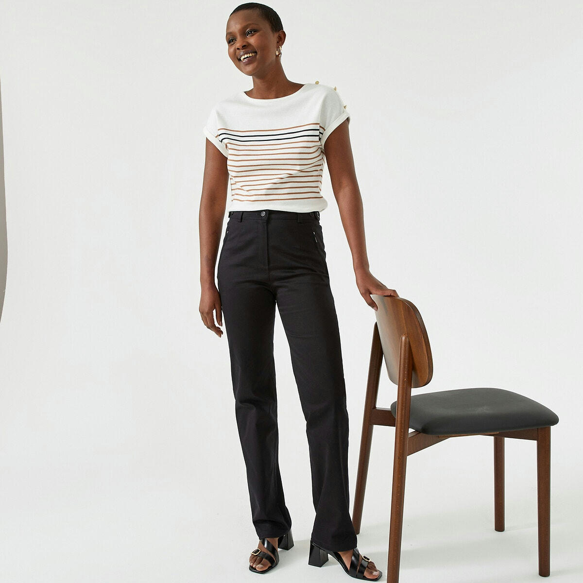 Pantalon, satin de coton stretch