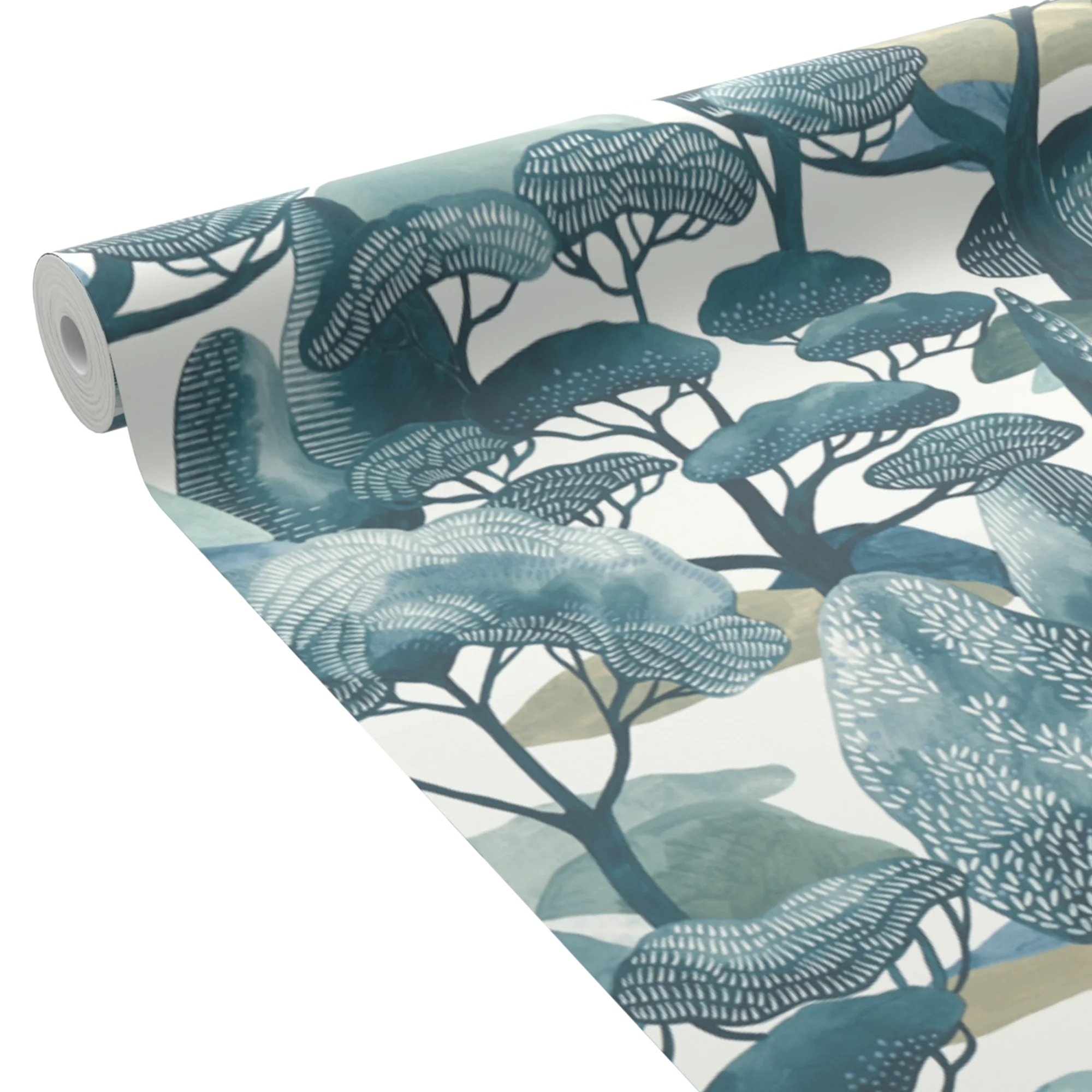 Papier peint intissé SANARY coloris bleu vert