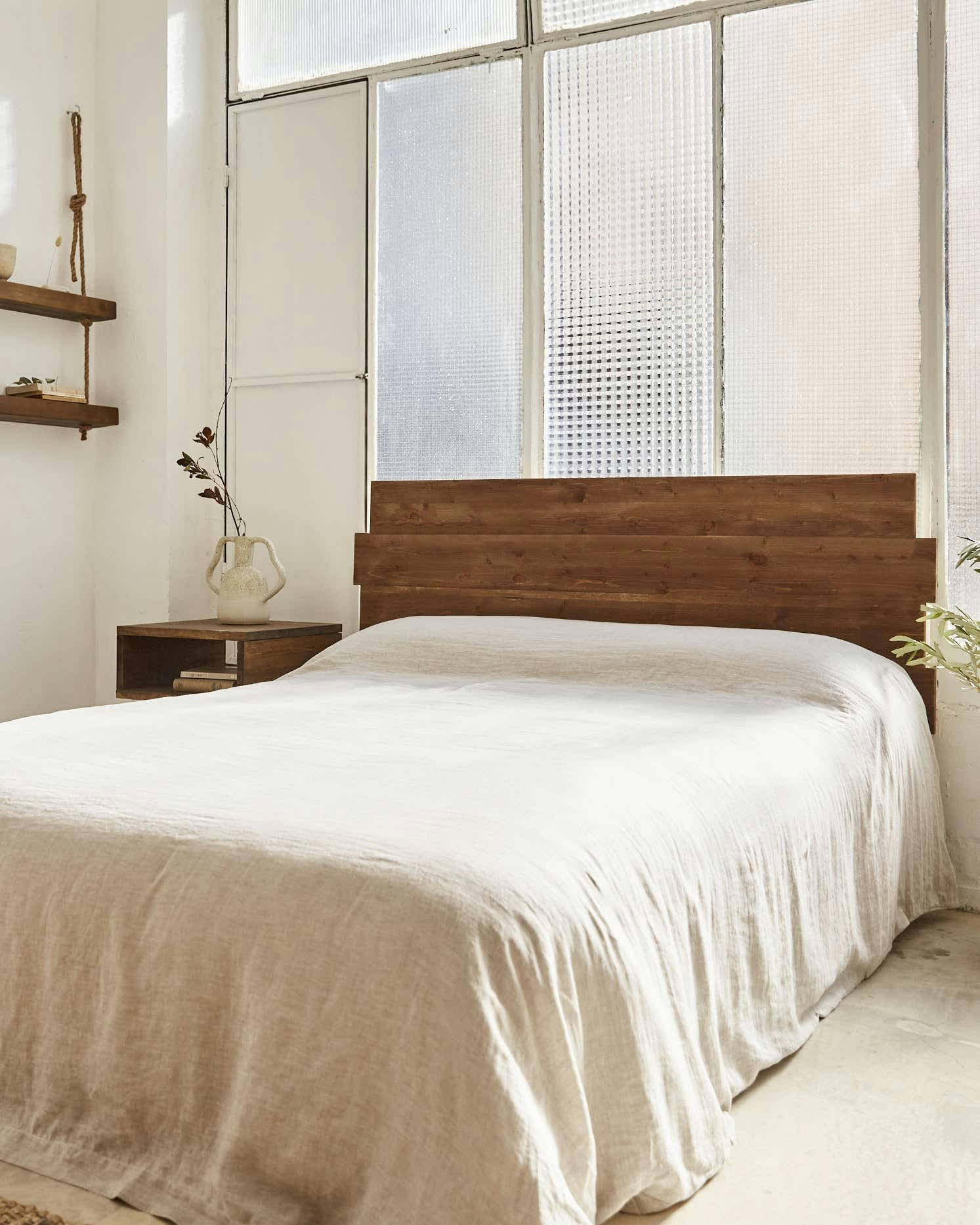 SIARA - Tête de lit en bois d'épicéa pour lit de 135 cm en couleur marron