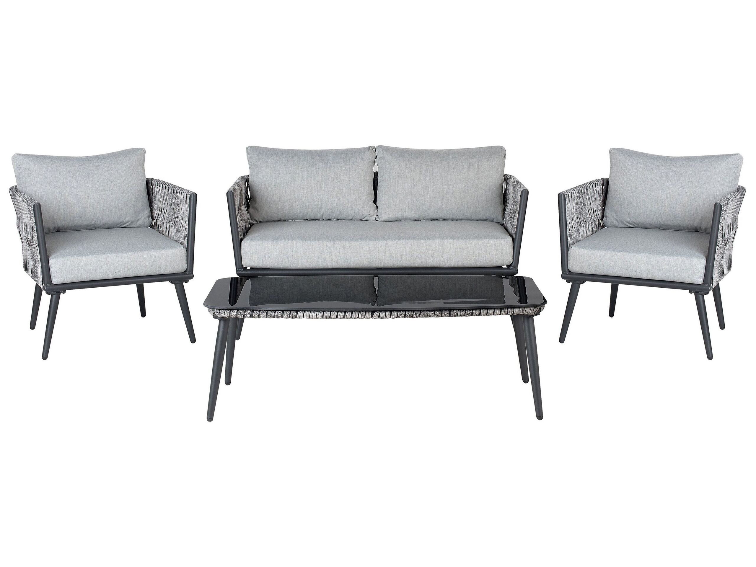 Zestaw ogrodowy rattan sofa poduchy szary