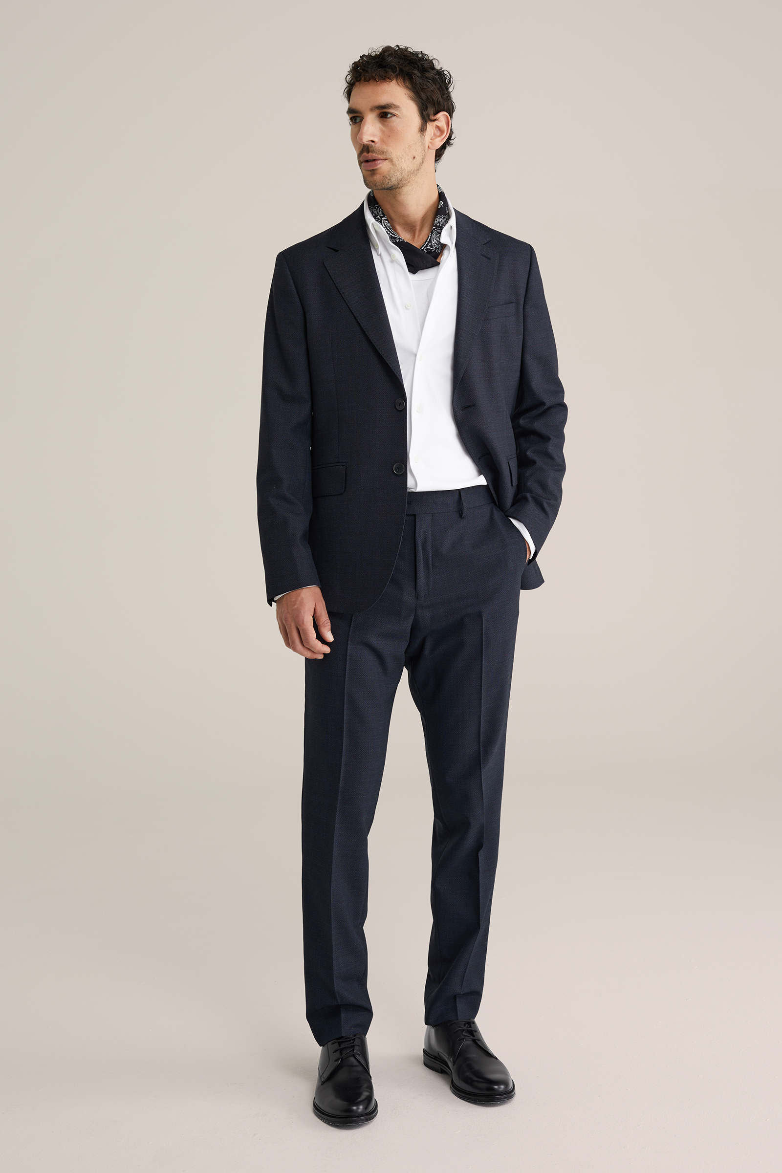 Heren slim fit pantalon met jacquard structuur
