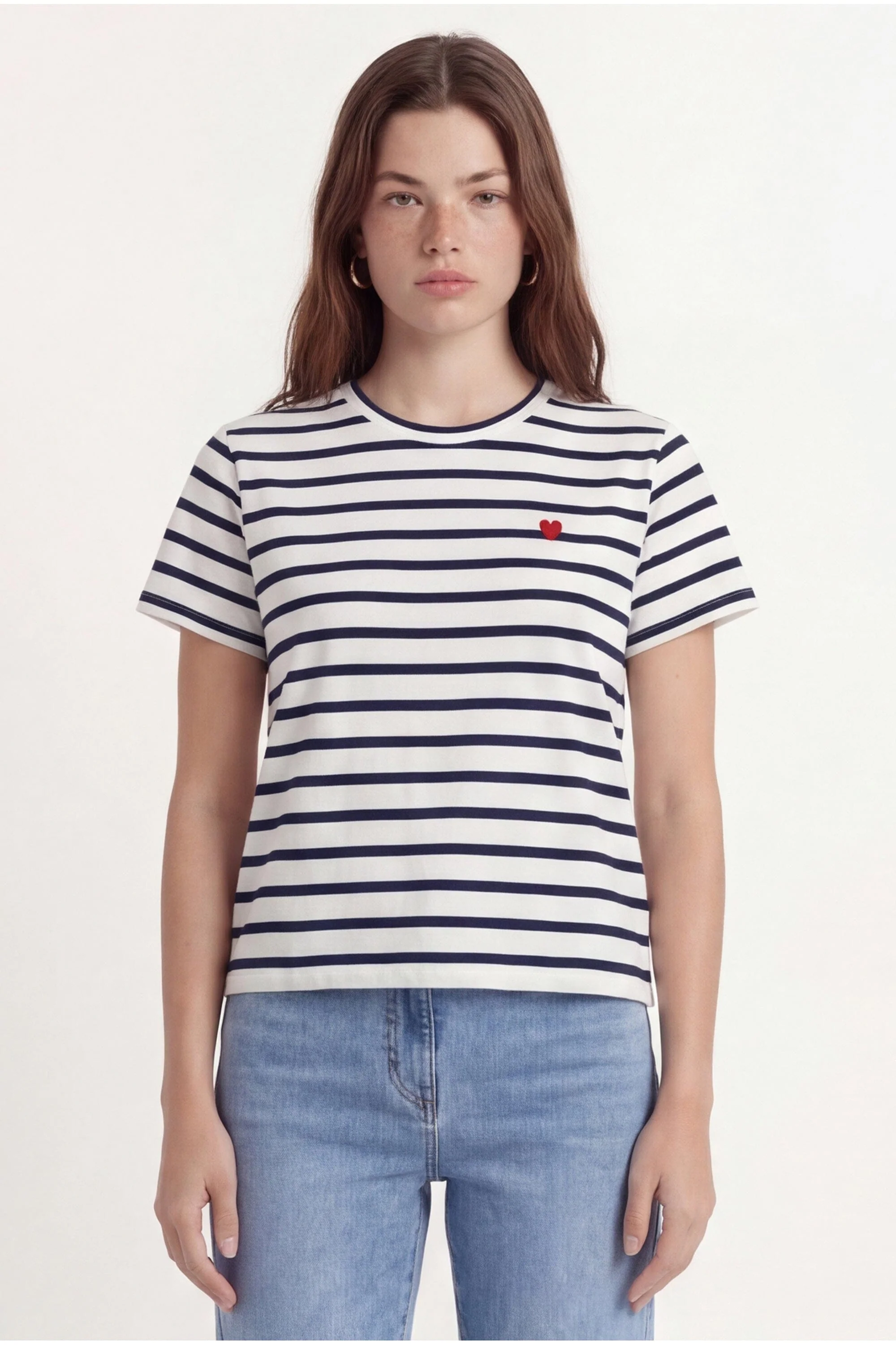 TEE SHIRT MARINIÈRE - COEUR - ECRU/MARINE