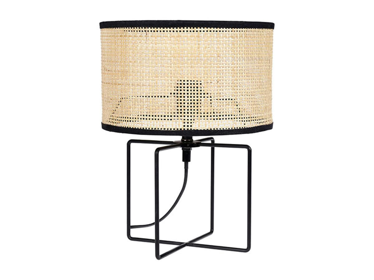 YUCA - Lampe métal rotin noir