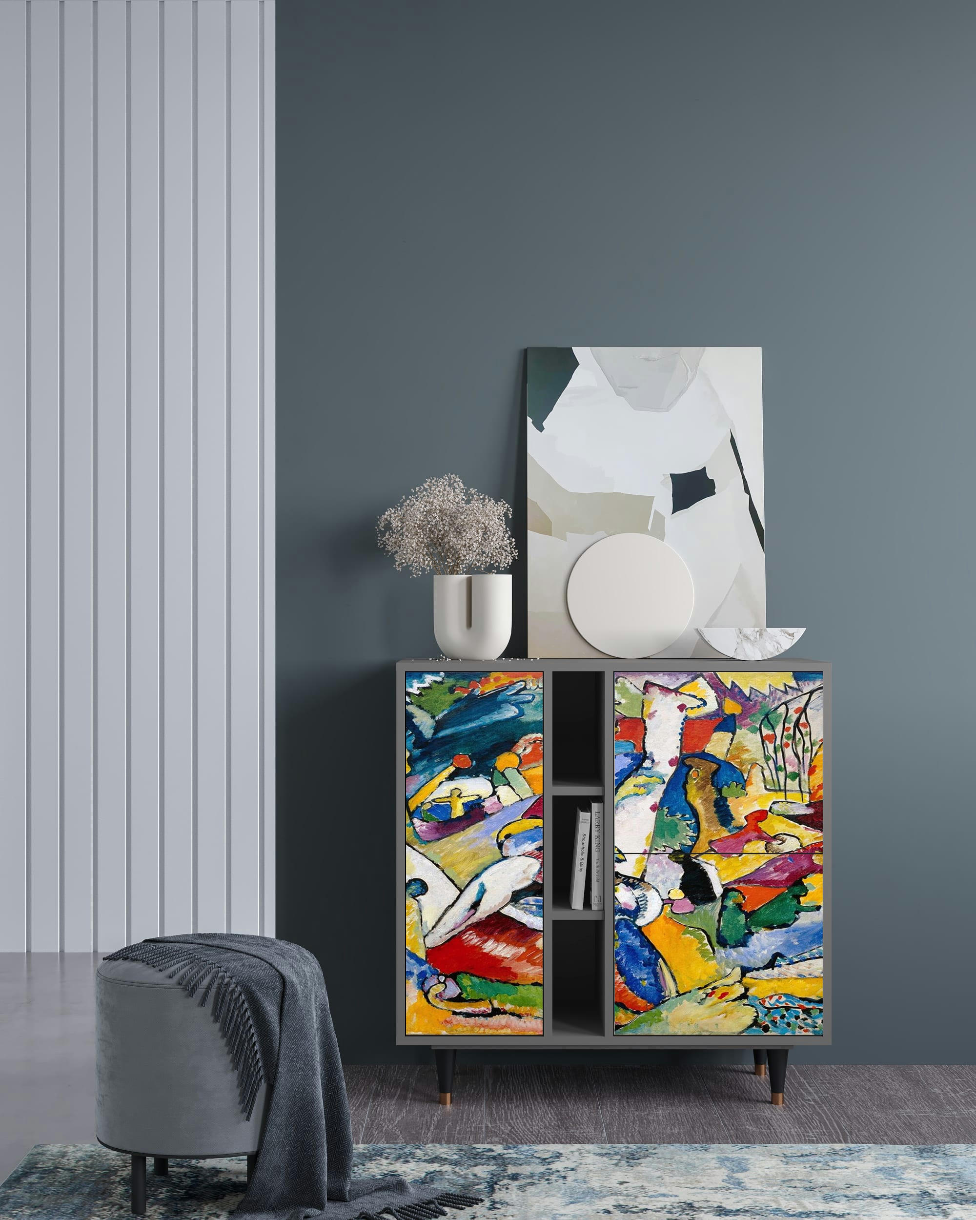 IMPROVISATION 26 BY WASSILY KANDINSKY - Buffet  multicolore 3 portes L 94 cm