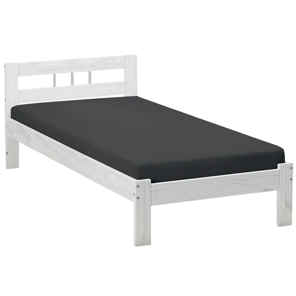 ALASKA - Lit  90x200cm bois massif vernis blanc