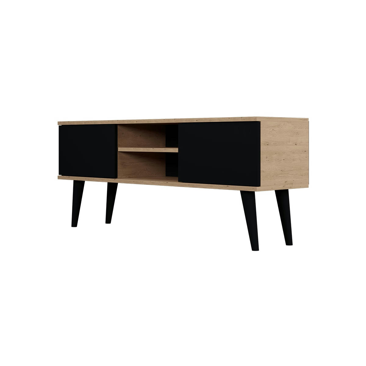- Meuble tv 120 cm noir et naturel