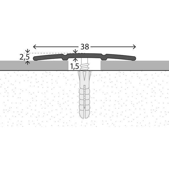 Übergangsprofil, BxL: 38 x 900 mm, Höhe: 2,5 mm, goldfarben
