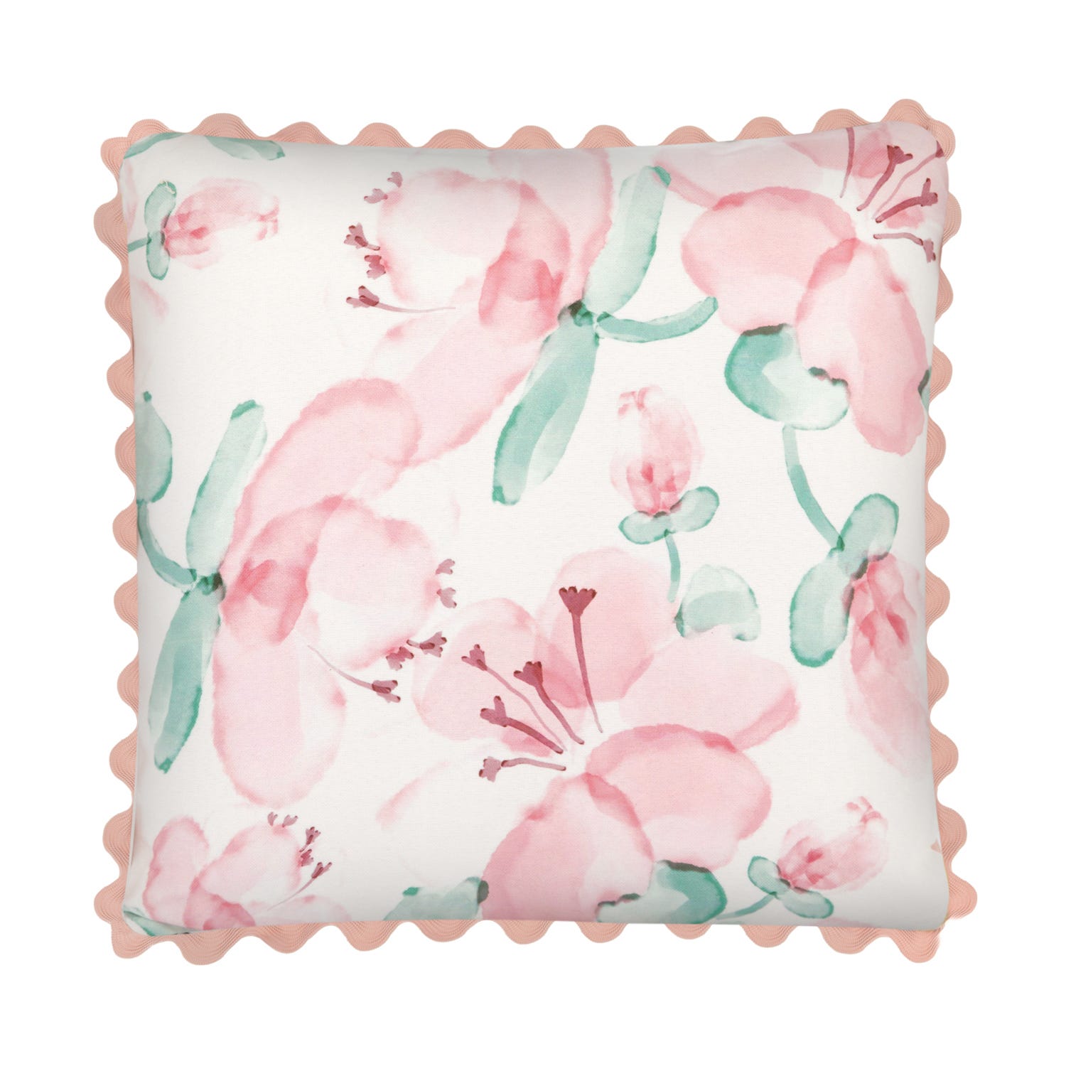 Cuscino divano 45x45 cm fiori rosa