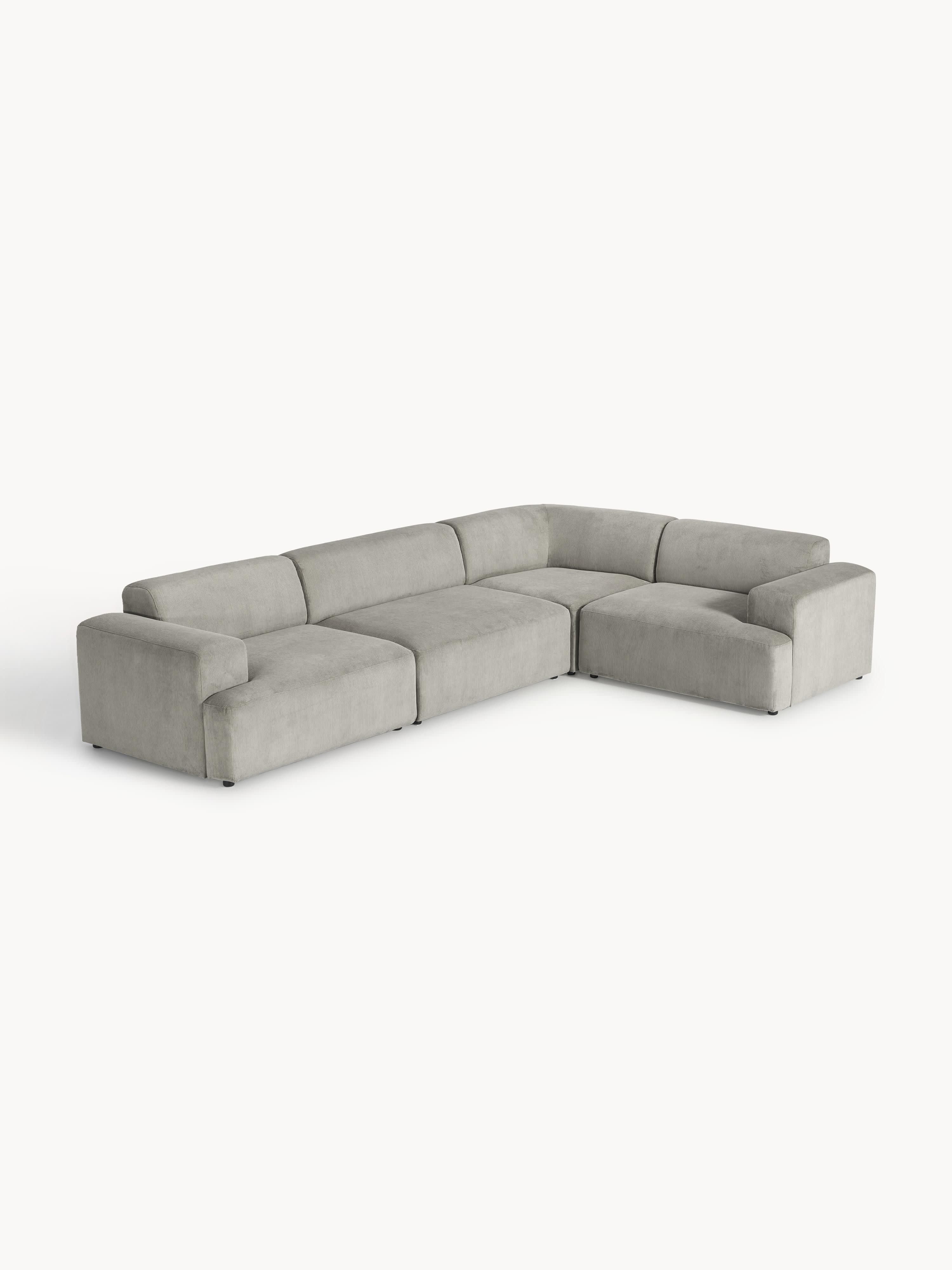 Großes Cord-Ecksofa Melva (4-Sitzer)