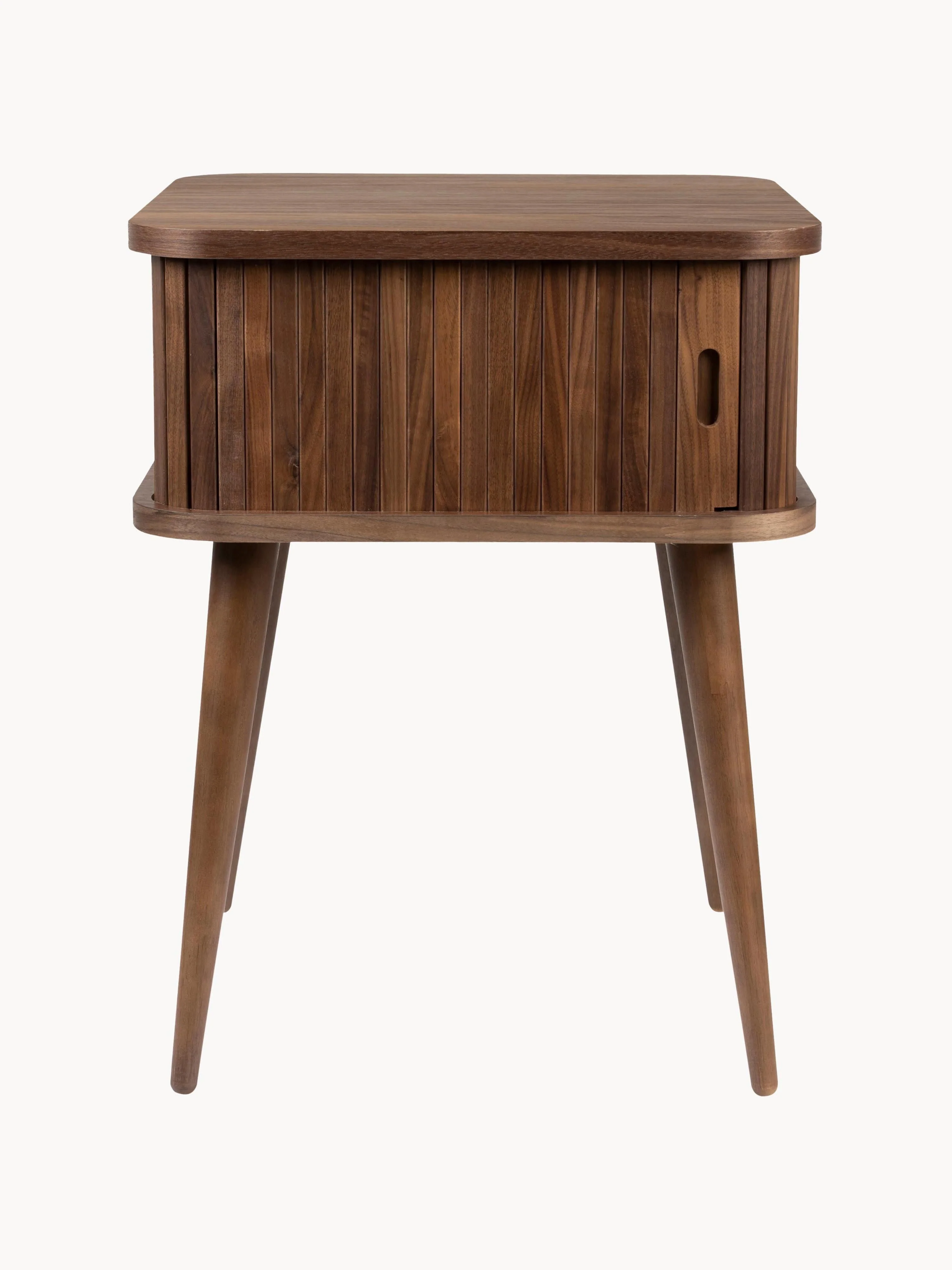 Holz-Nachttisch Barbier mit Rolltür und geriffelter Front