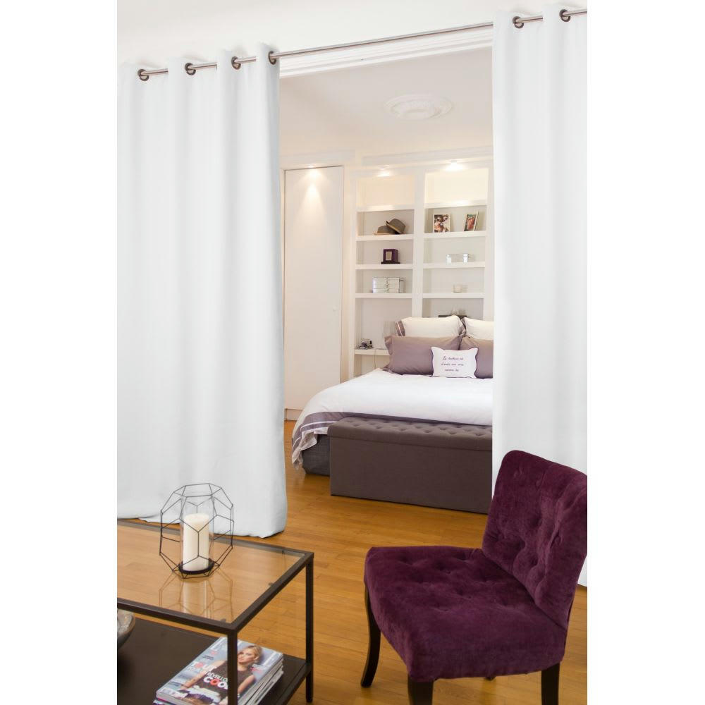 - Rideau séparateur pièce phonique thermique occultant blanc 140 x 250
