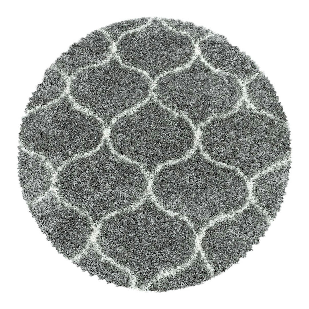 LOKALT - Tapis géométrique baroque en polypropylène gris Ø 120
