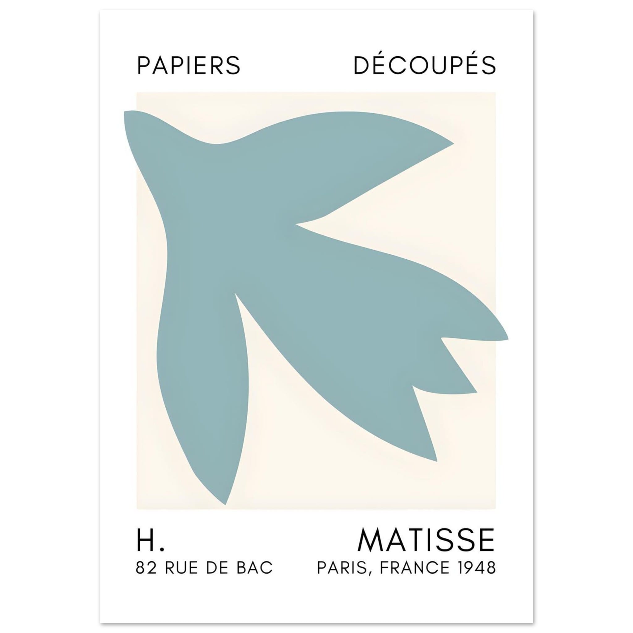 Artfulprints Poster Matisse – Shapes in the air turquoise  - A4 21x29.7 cm - Turquoise